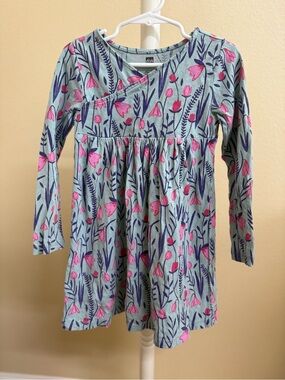 Tea Collection Mint Green Floral Long-Sleeve Dress with Pink Accents